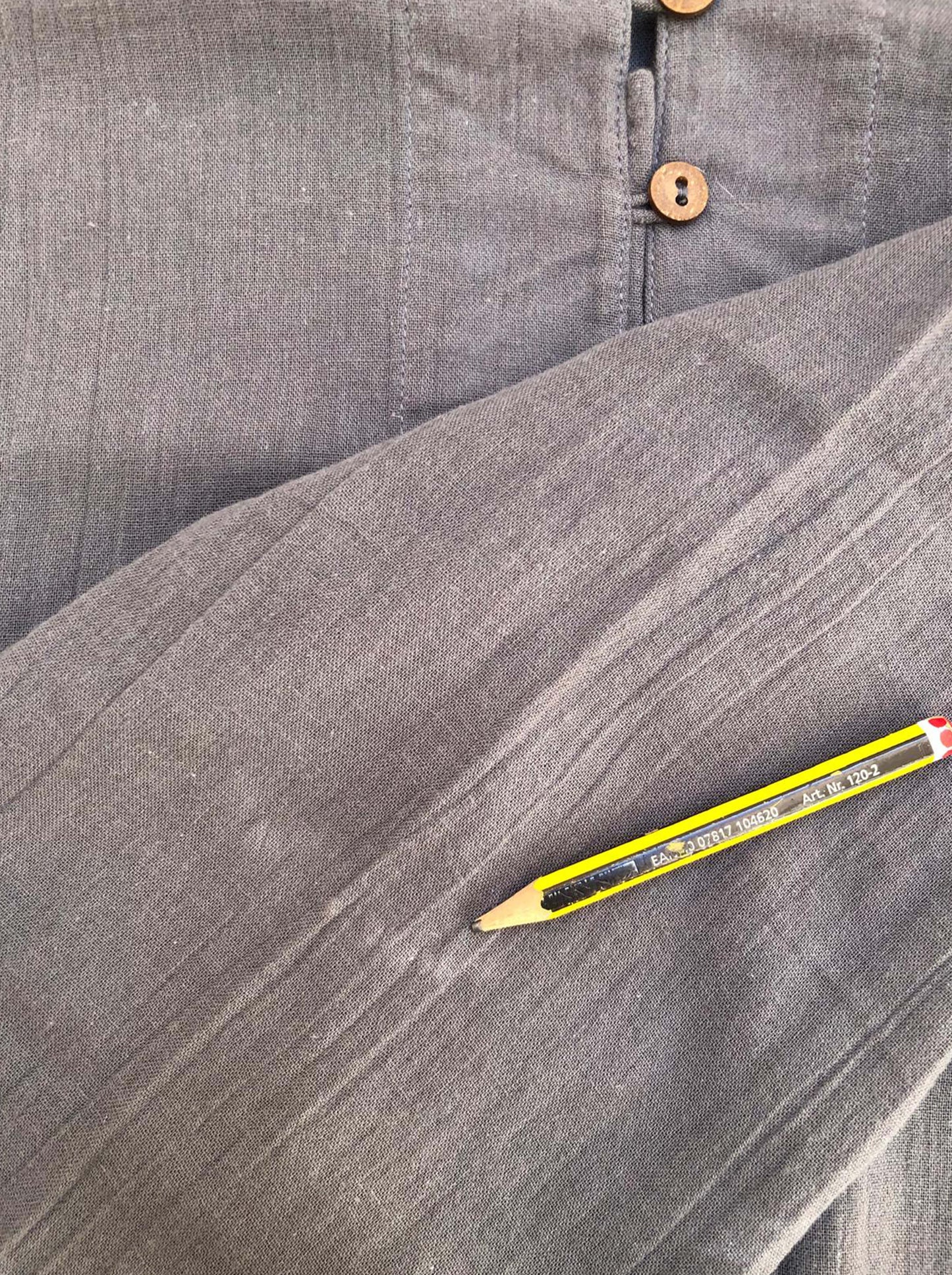 Camisa Gris Kurta de algodón natural con botones de coco - Segunda Vida