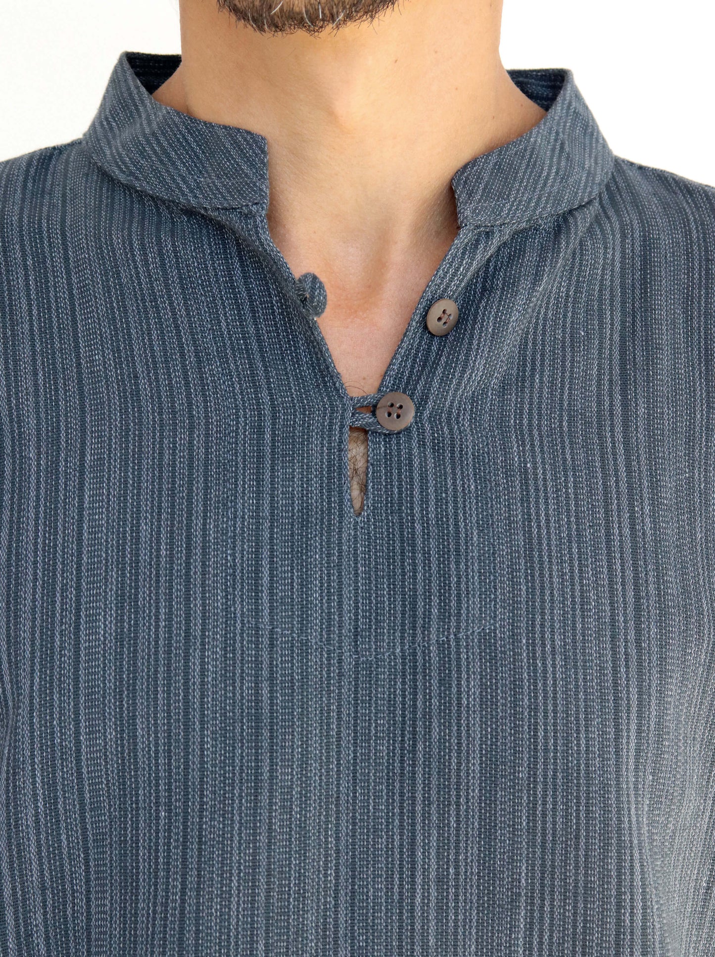 Camisa de algodón de manga corta línea patrón Gris XL - Segunda Vida