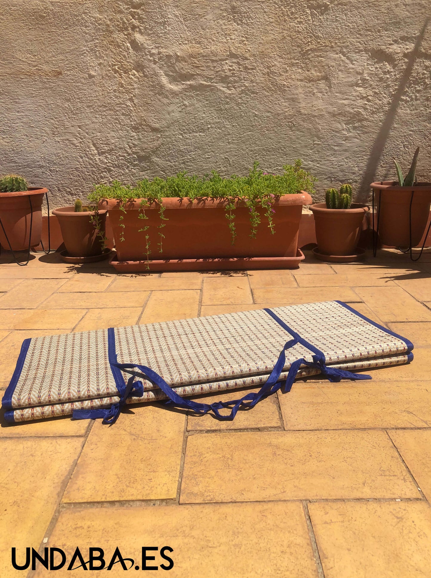 Extra Esterillas de caña natural tejidas a mano Azul