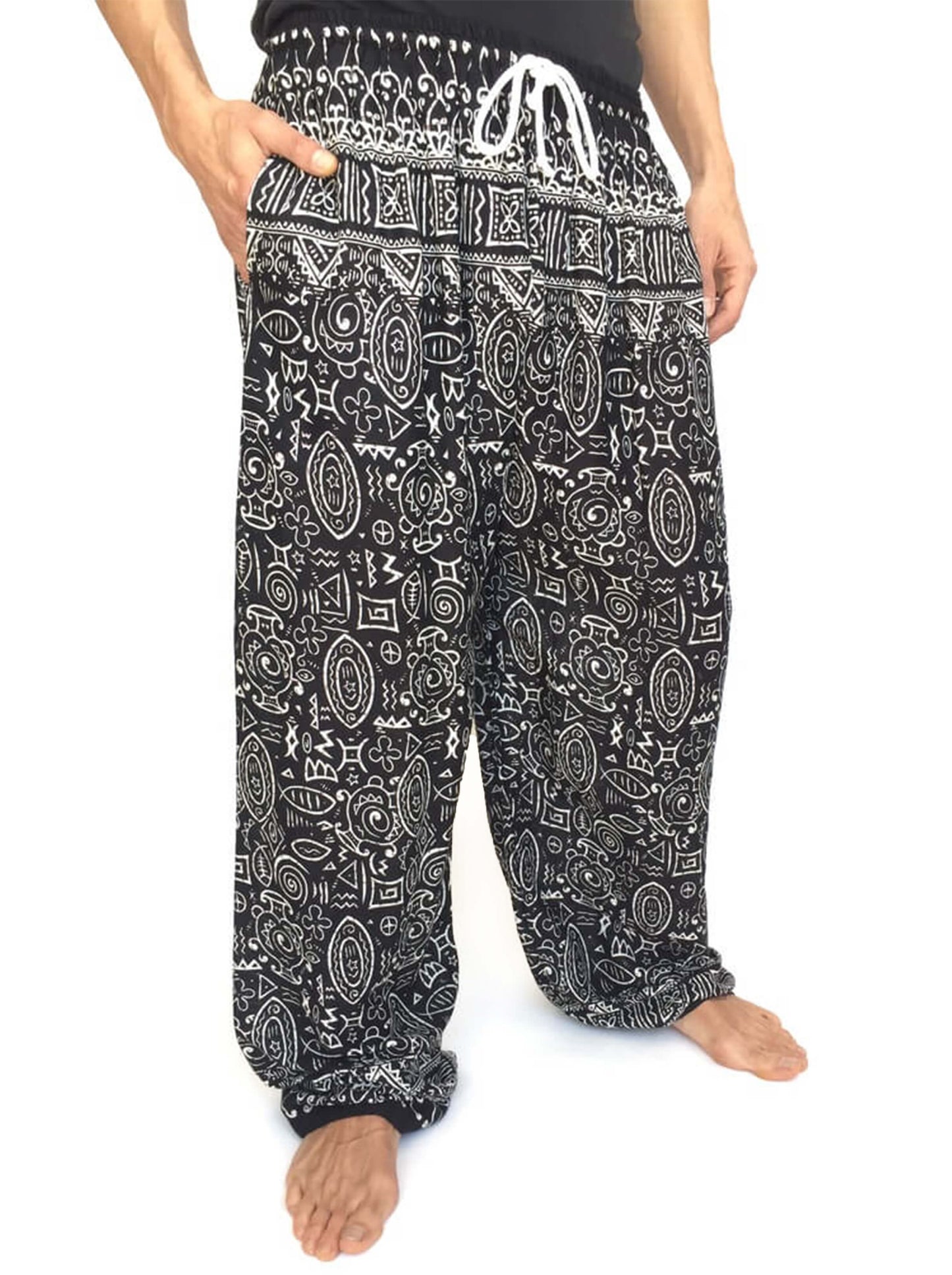 Pantalones Negros con Cordon y Bolsillo
