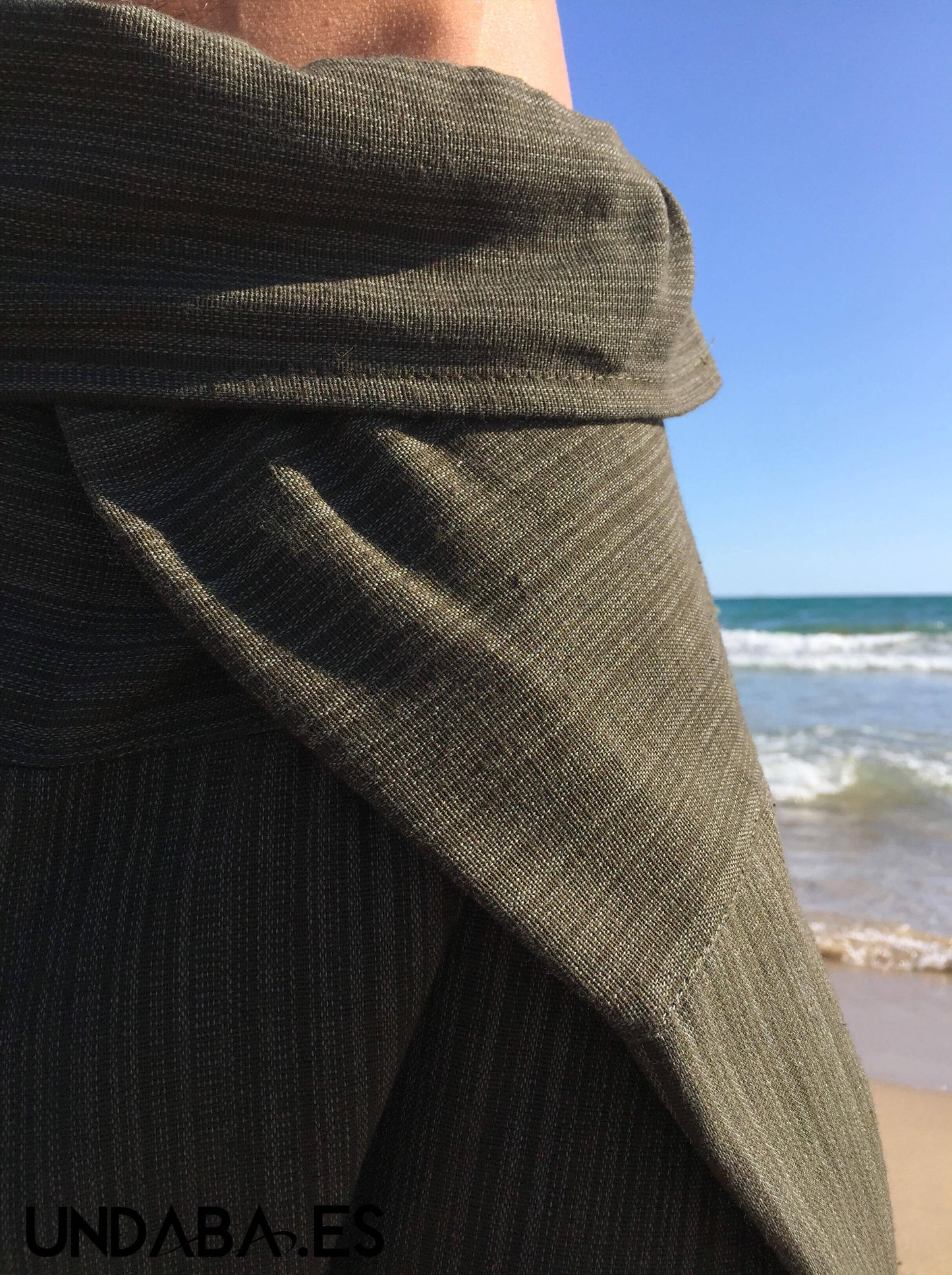 Pantalones con Rayas Tailandeses de algodón color Verde Oliva