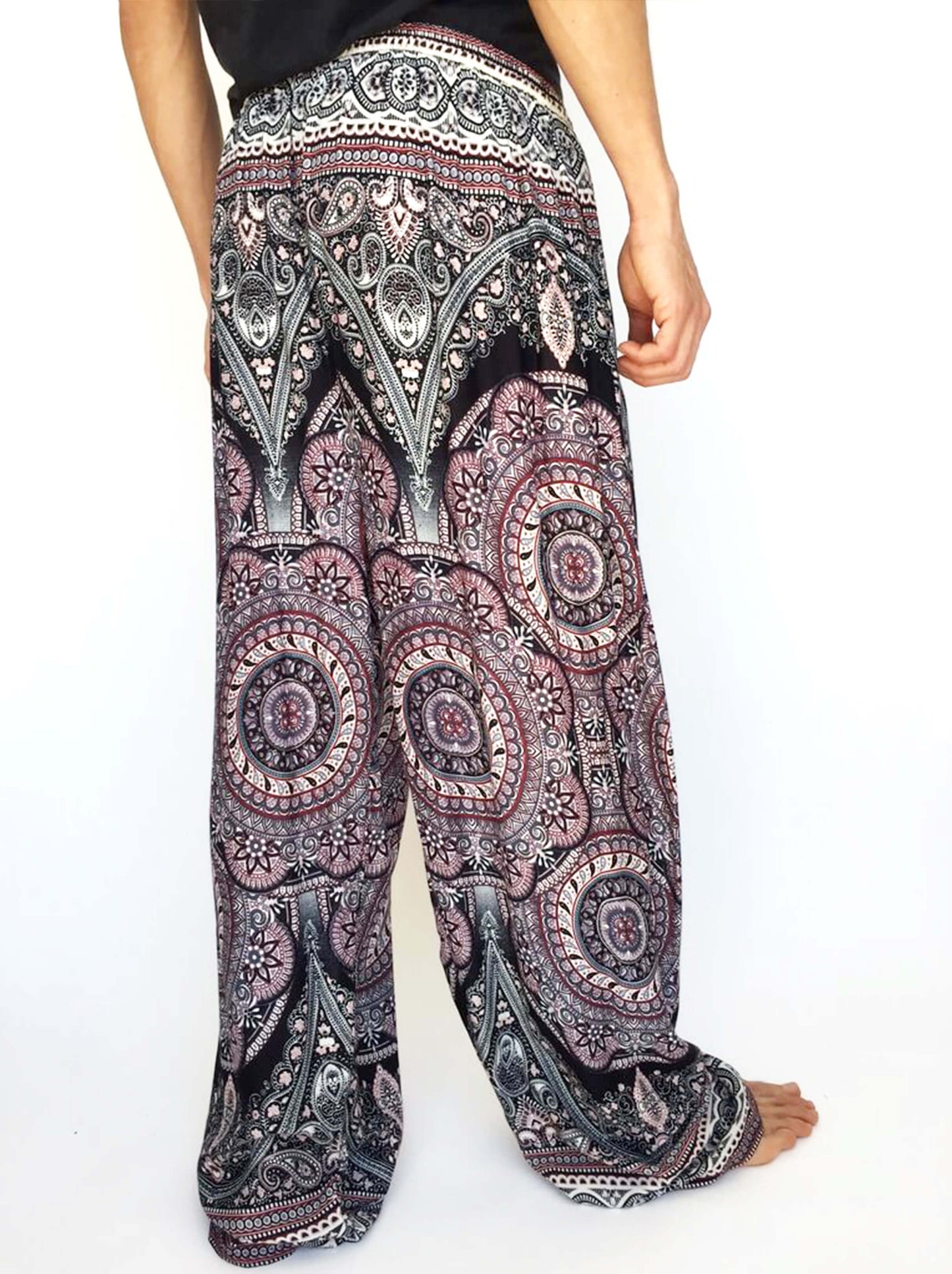 Pantalones hippies con Cordón y Estampado de Mandala