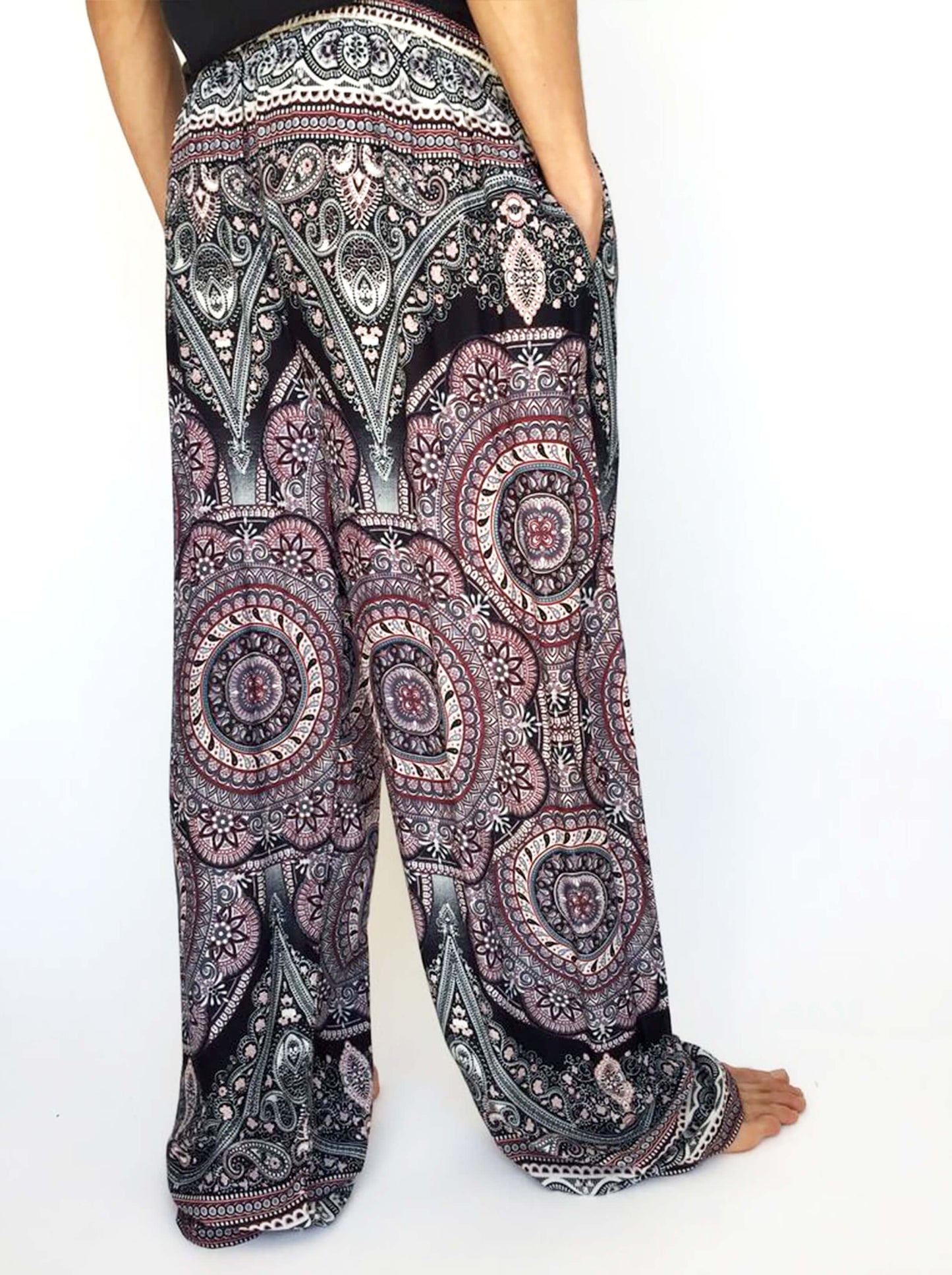 Pantalones hippies con Cordón y Estampado de Mandala