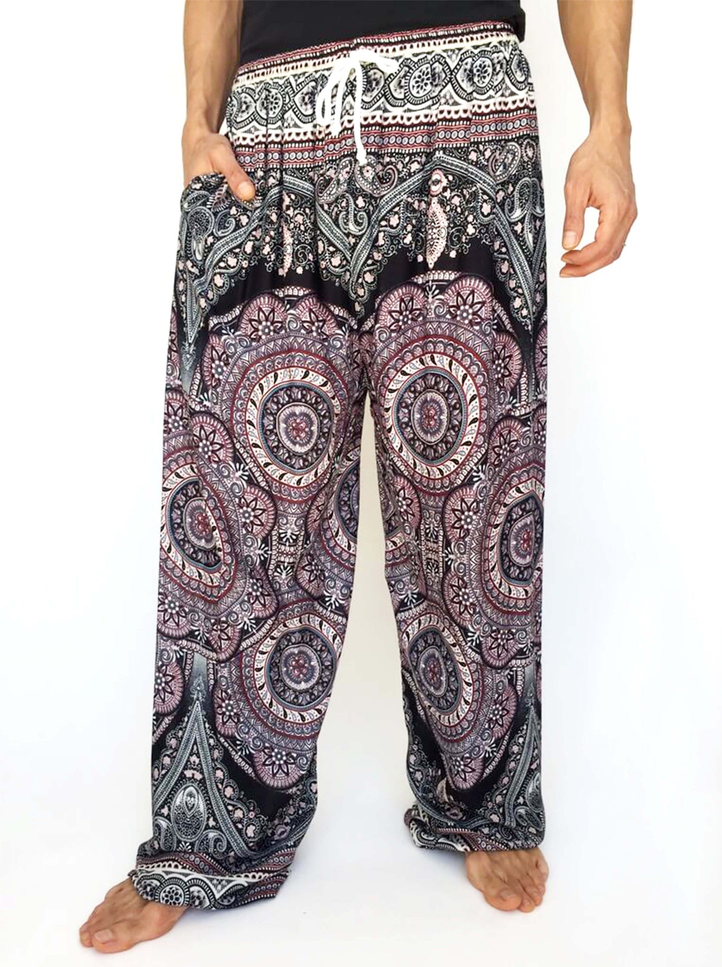 Pantalones hippies con Cordón y Estampado de Mandala