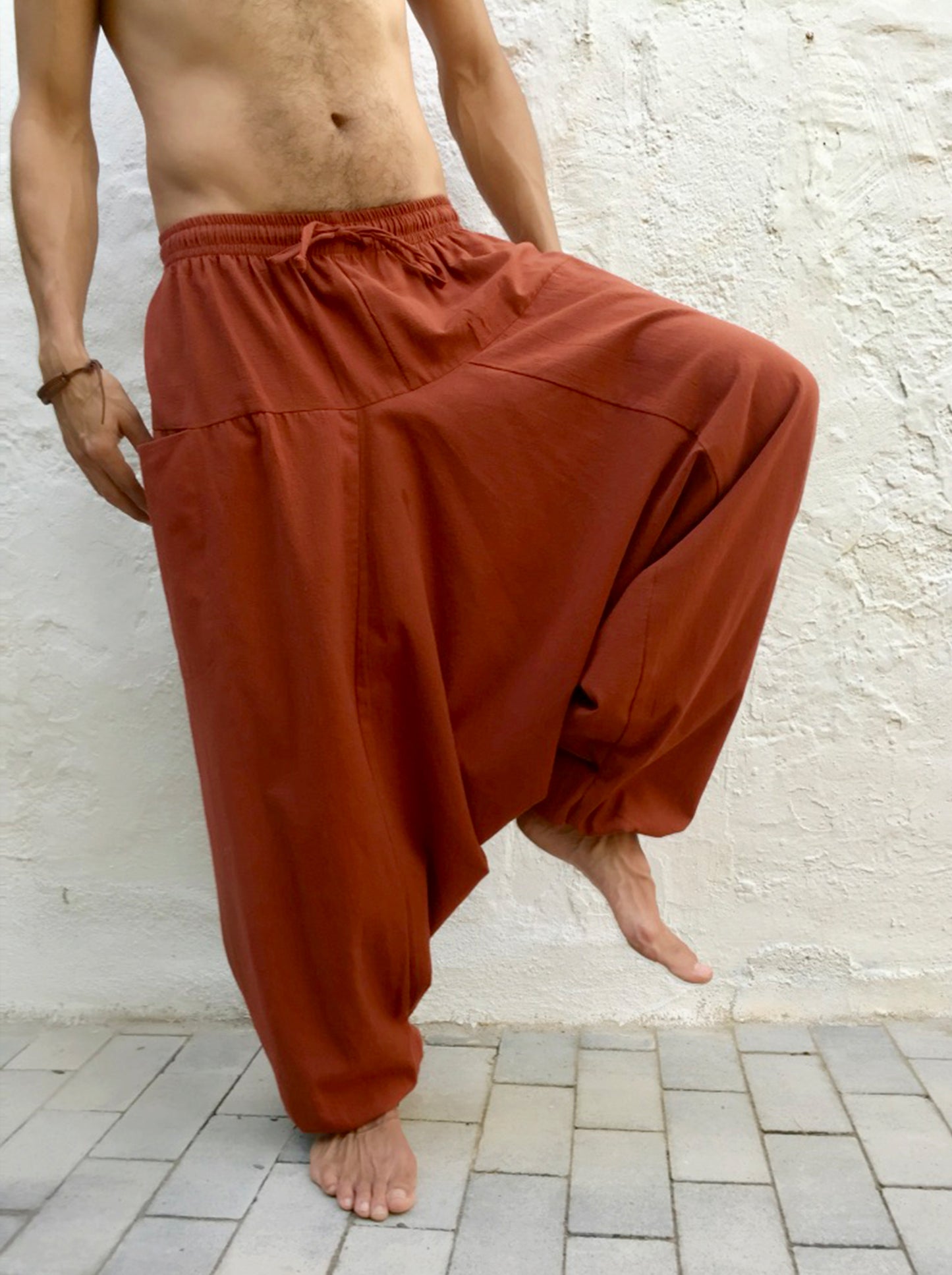 Pantalon Hippie Naranja Obscuro de Algodón