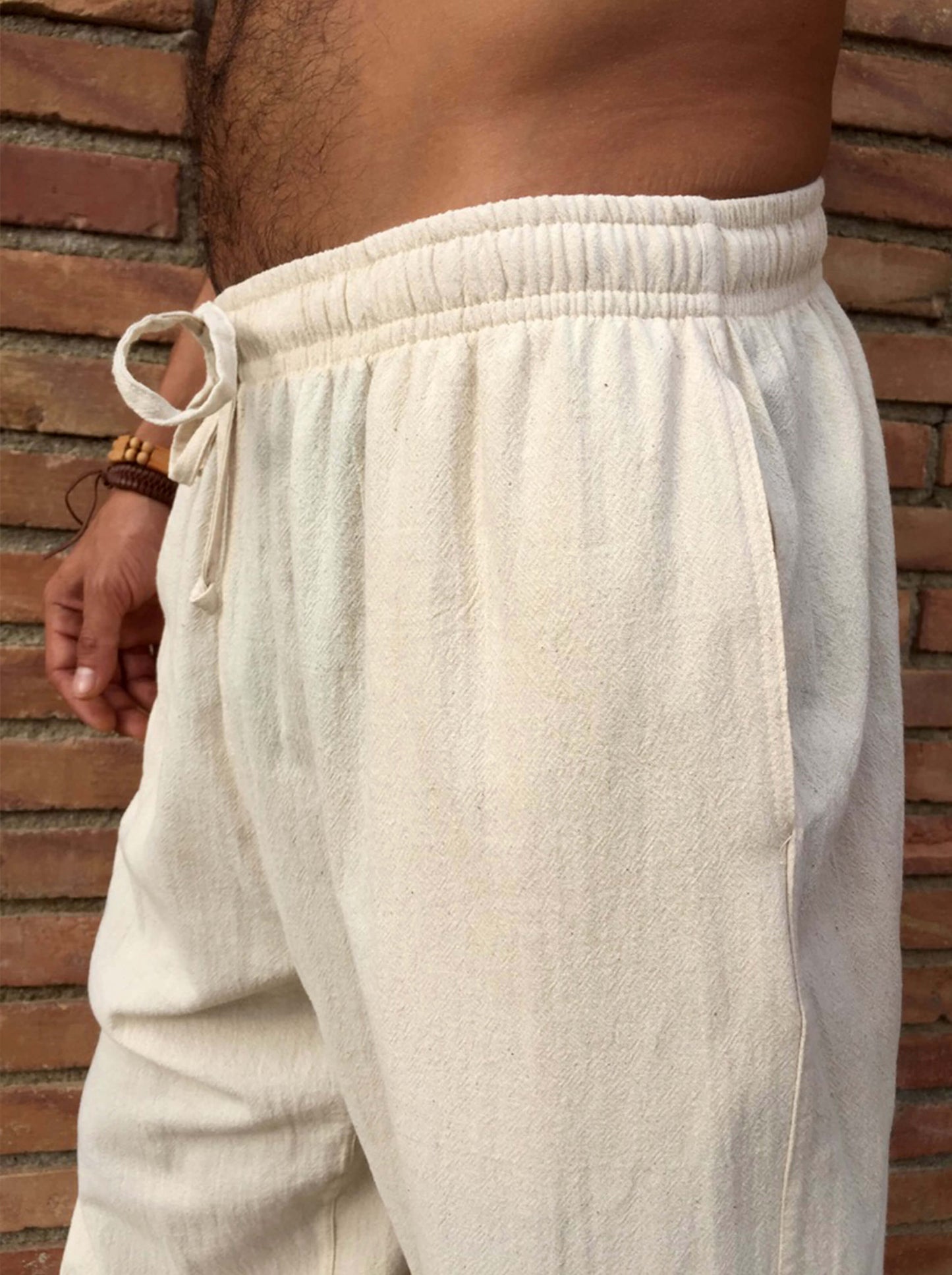 Pantalones de algodón con cordón Natural