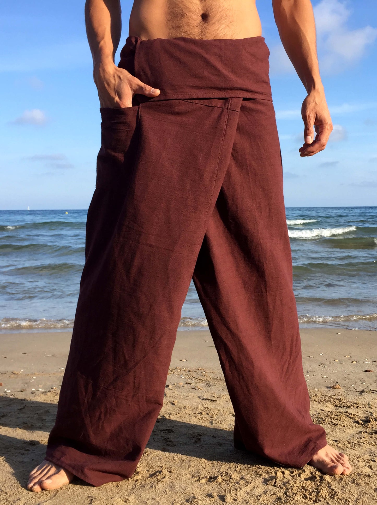Pantalones Tailandeses de algodón color Café XL - Segunda Vida