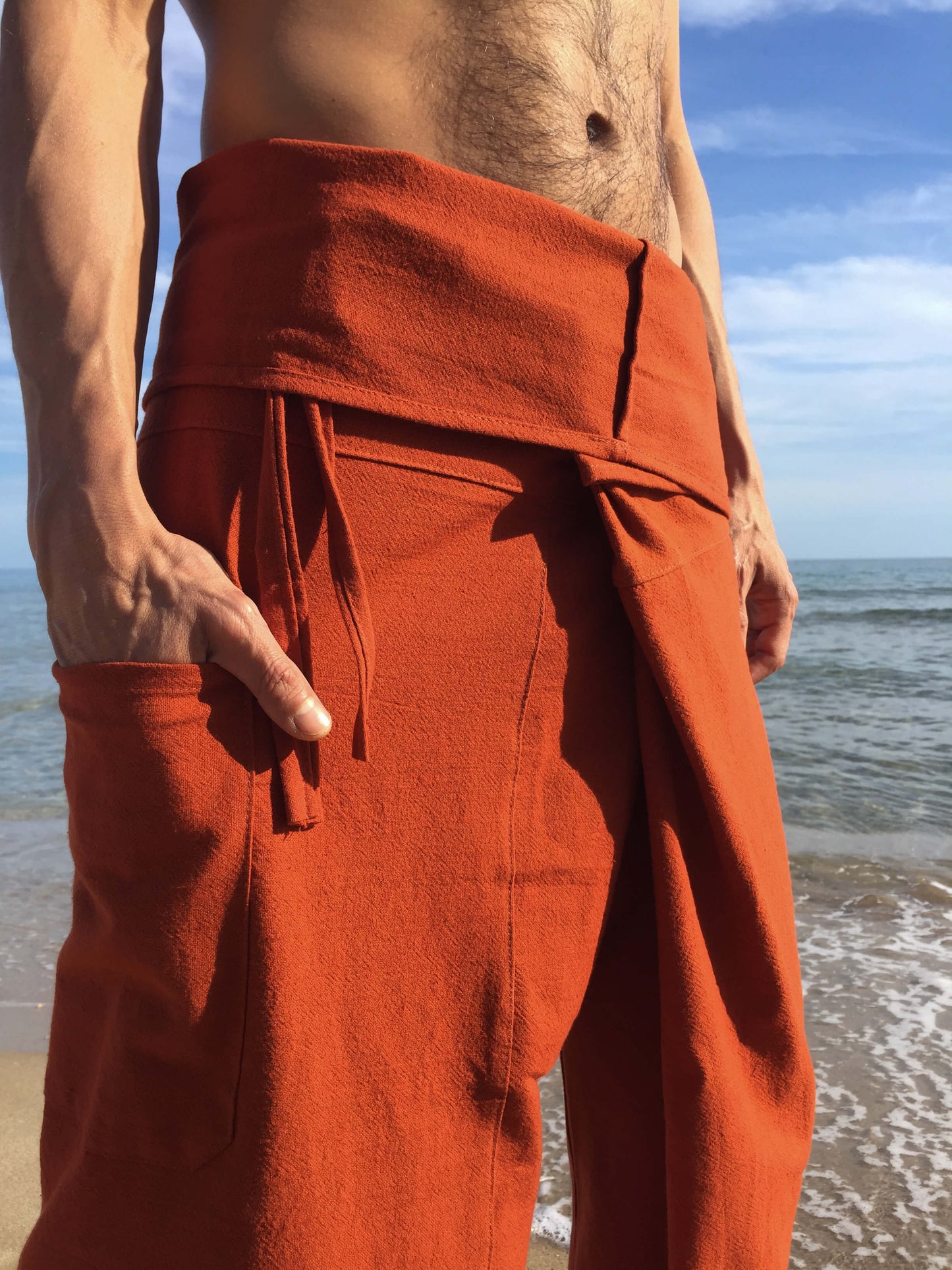 Pantalones Tailandeses de algodón color Naranja Obscuro