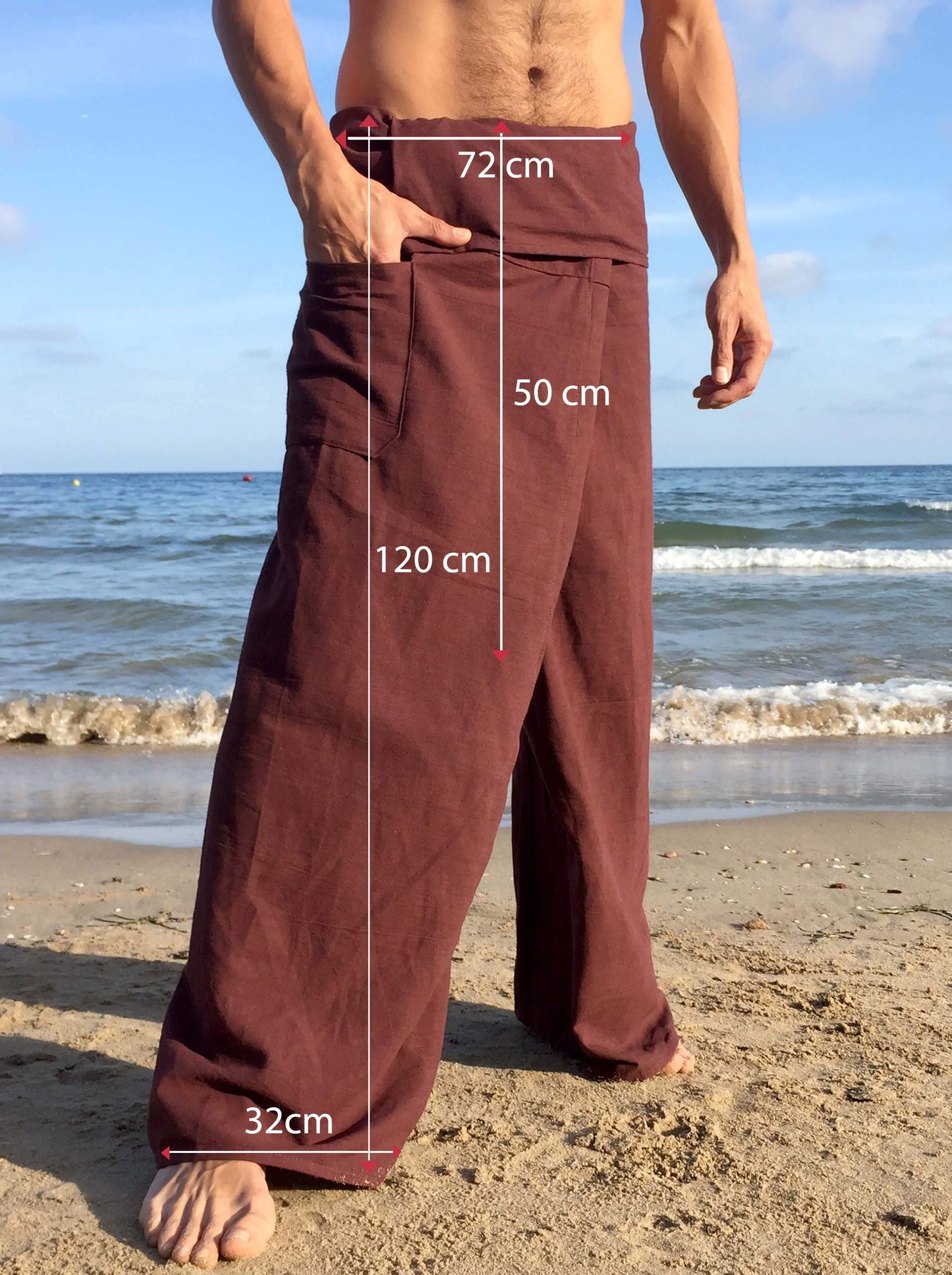 Pantalones Tailandeses de algodón color Café XL - Segunda Vida