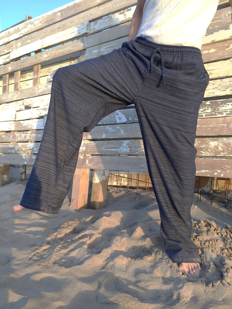 Pantalones Azul Oscuro de algodón con cordón y patrón de línea