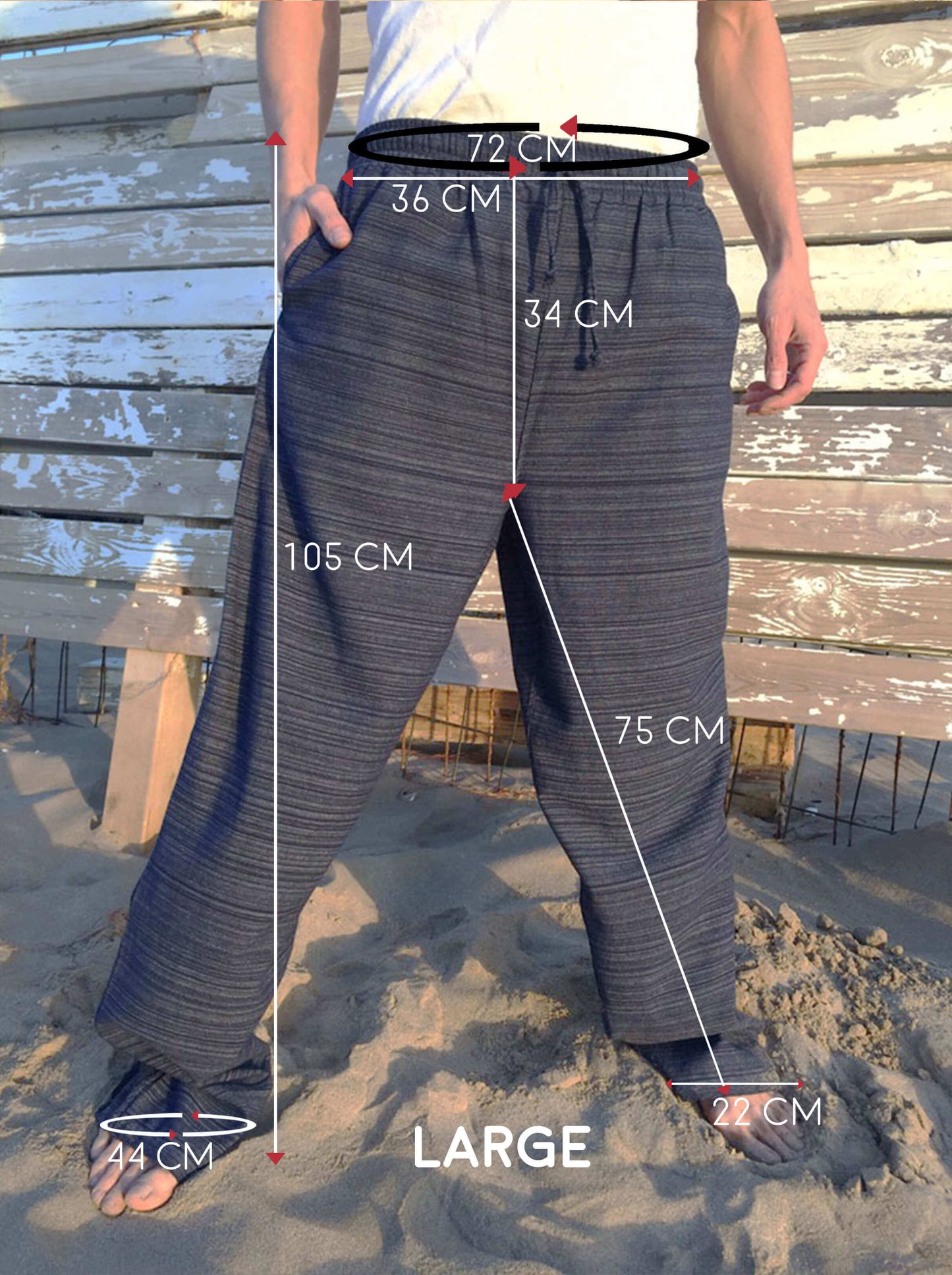 Pantalones Azul Oscuro de algodón con cordón y patrón de línea