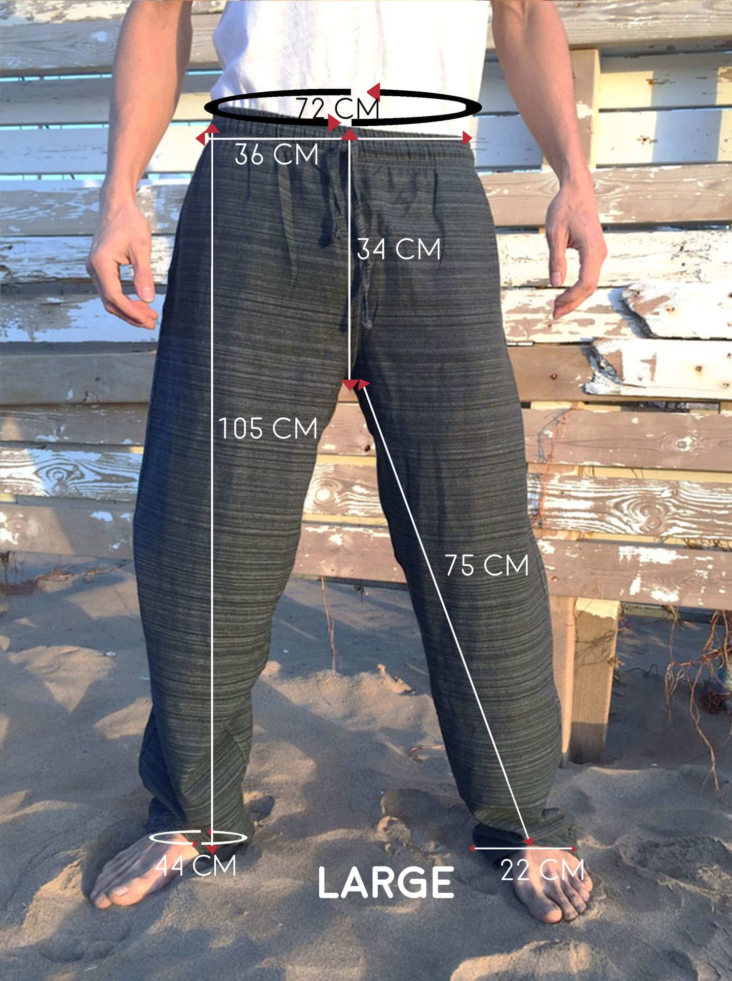 Pantalones Gris Oscuro de algodón con cordón y patrón de línea