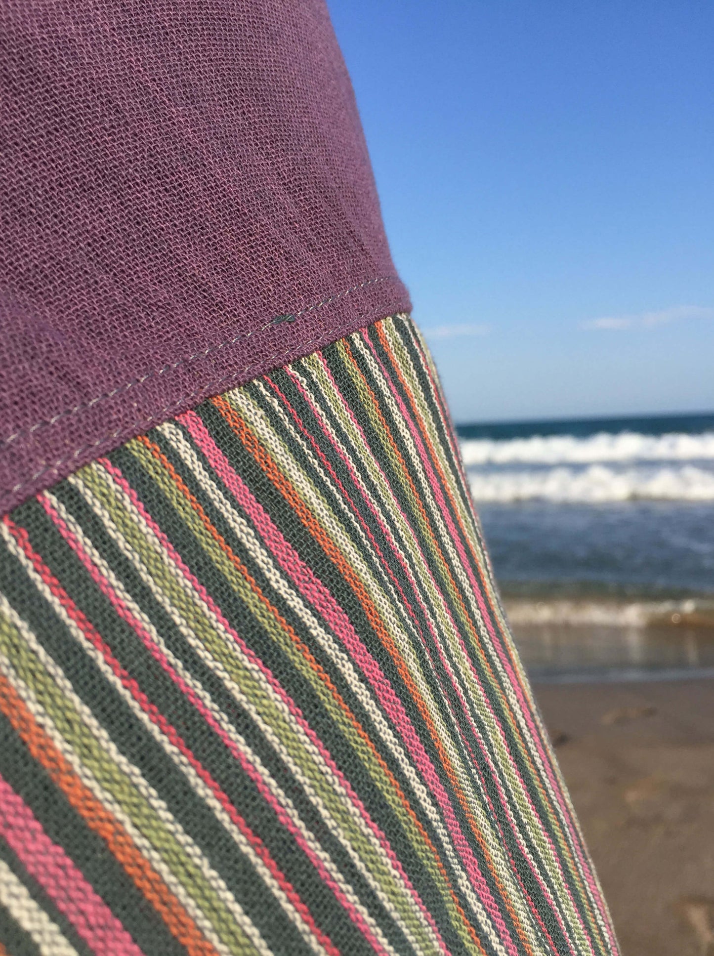 Pantalones con rayas Tailandeses de algodón crudo color iris
