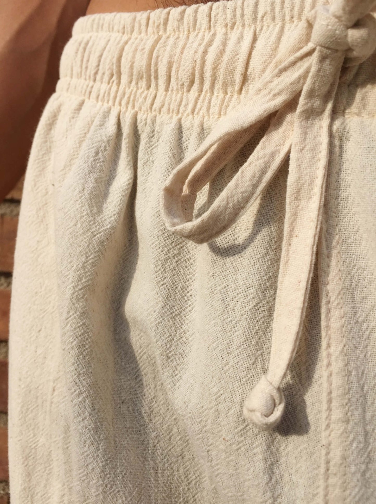 Pantalones de algodón con cordón Natural
