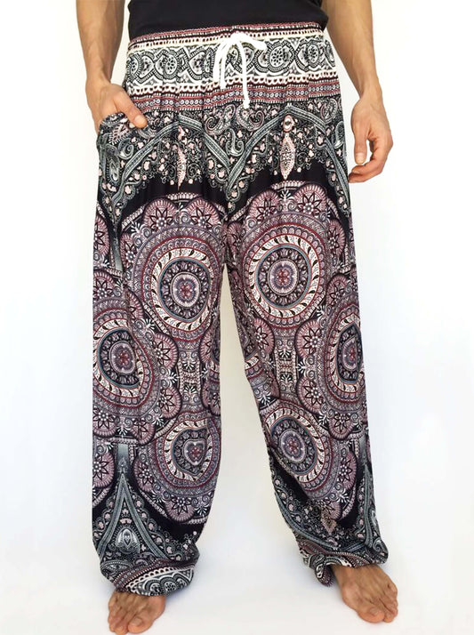 Pantalones hippies con Cordón y Estampado de Mandala