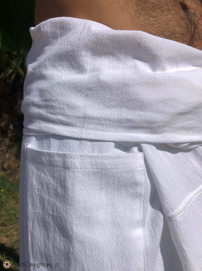 Pantalones Tailandeses de Algodón Claro Blanco