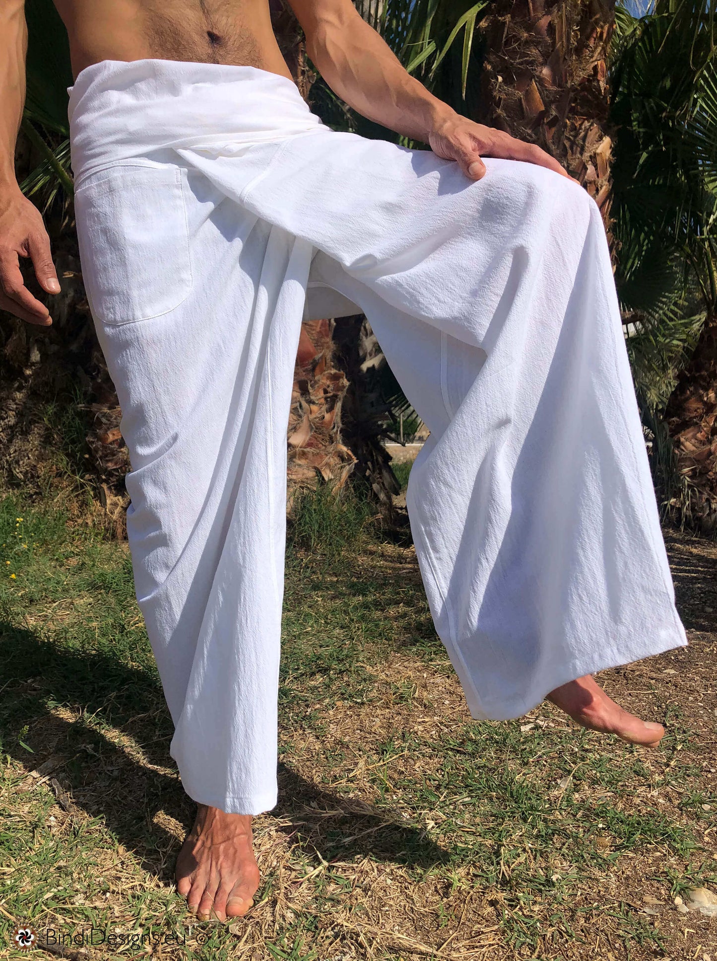 Pantalones Tailandeses de Algodón Claro Blanco