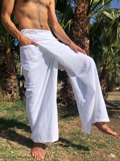 Pantalones Tailandeses de Algodón Claro Blanco