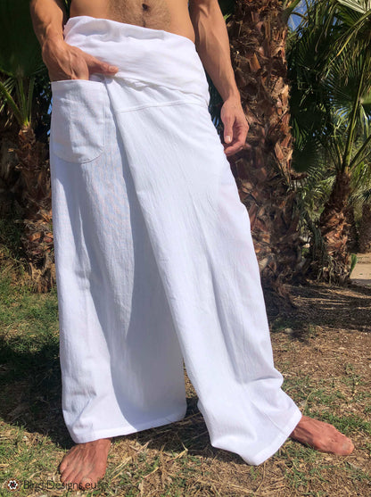 Pantalones Tailandeses de Algodón Claro Blanco