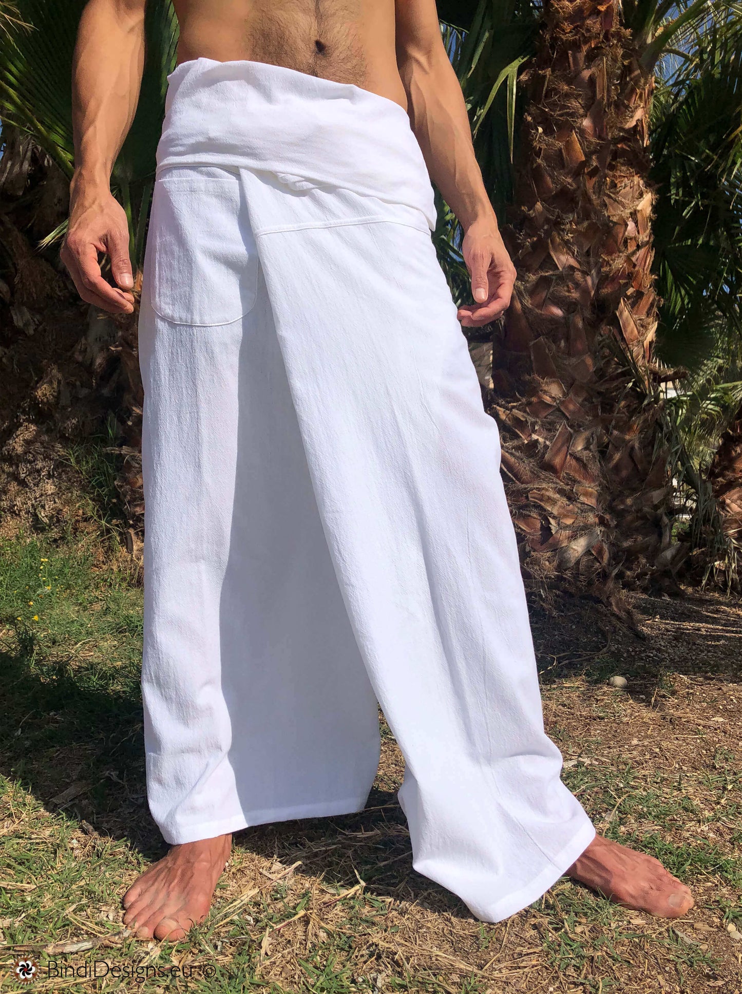 Pantalones Tailandeses de Algodón Claro Blanco