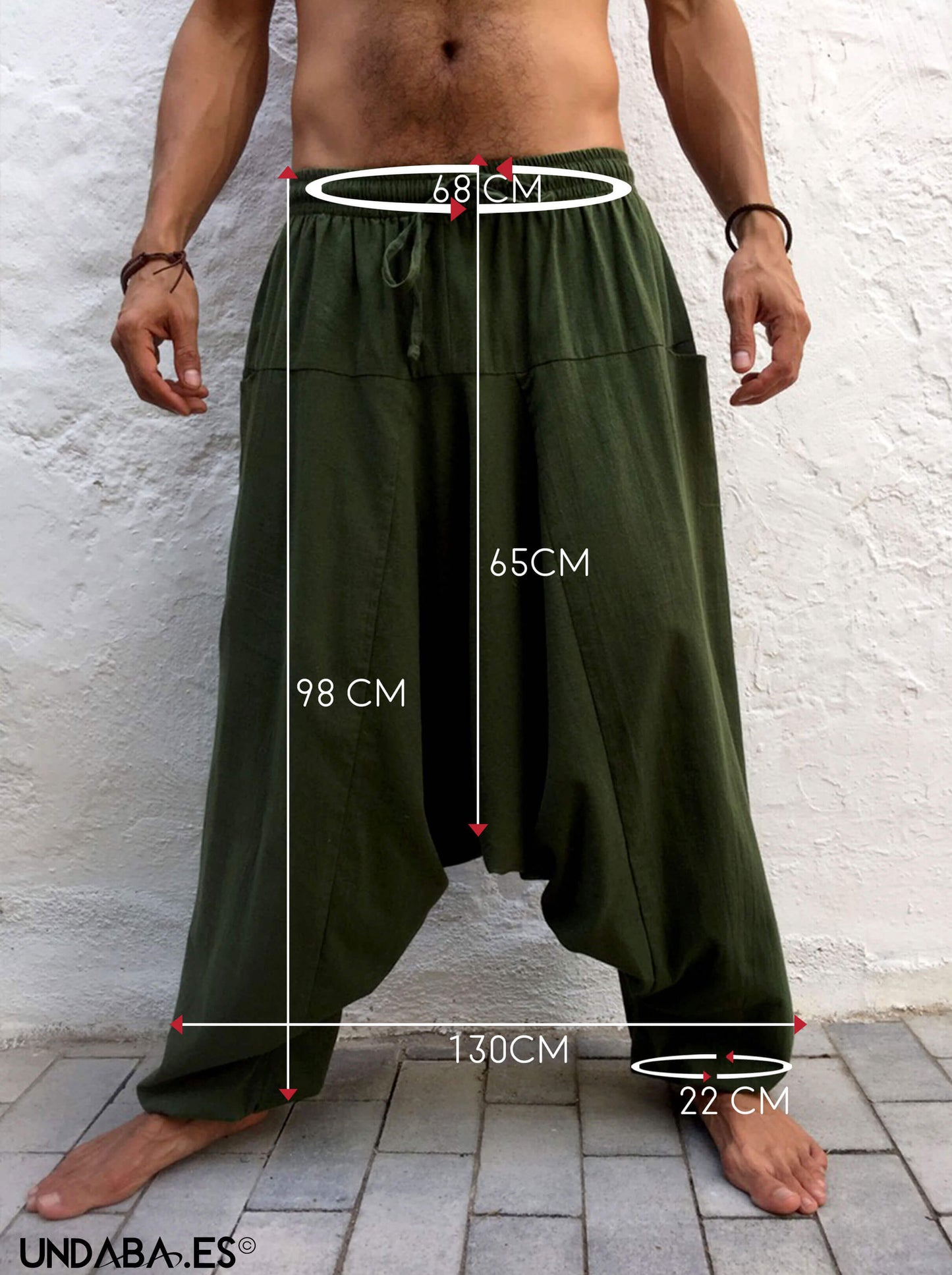 Pantalon Hippie Verde de Algodón