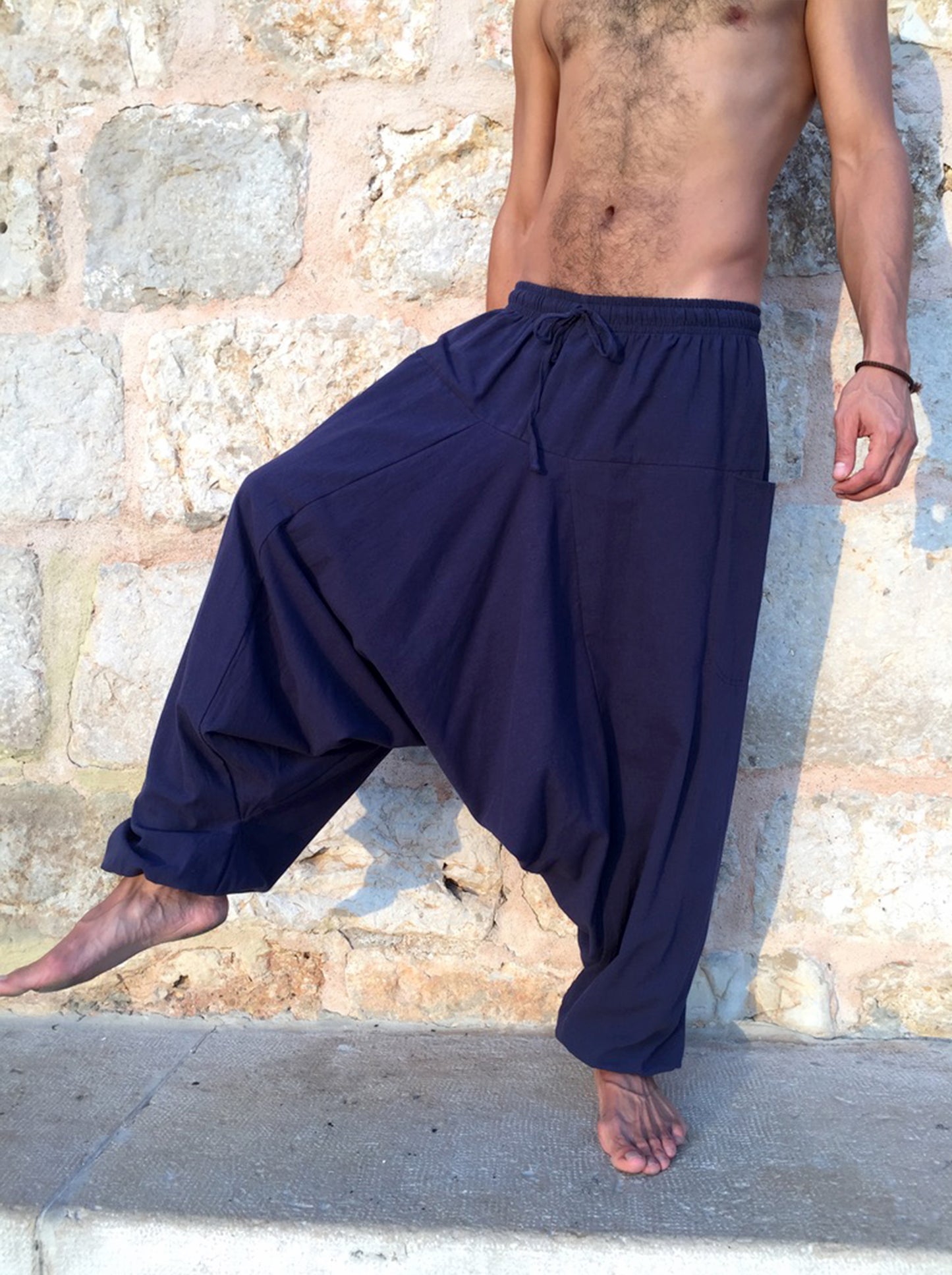 Pantalon Hippie Azul Medianoche de Algodón