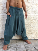 Pantalon Hippie Azul Polvoriento de Algodón