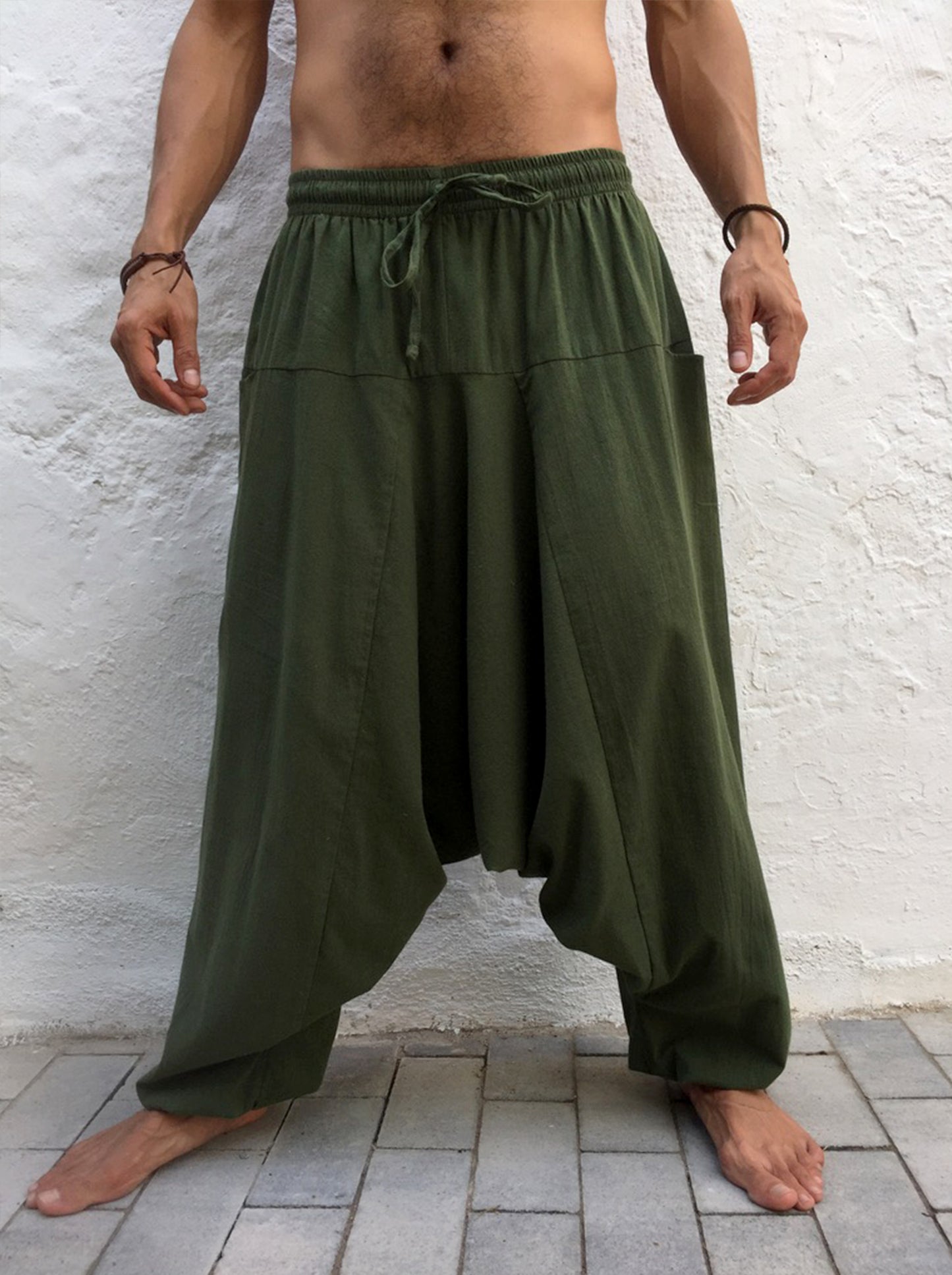 Pantalon Hippie Verde de Algodón