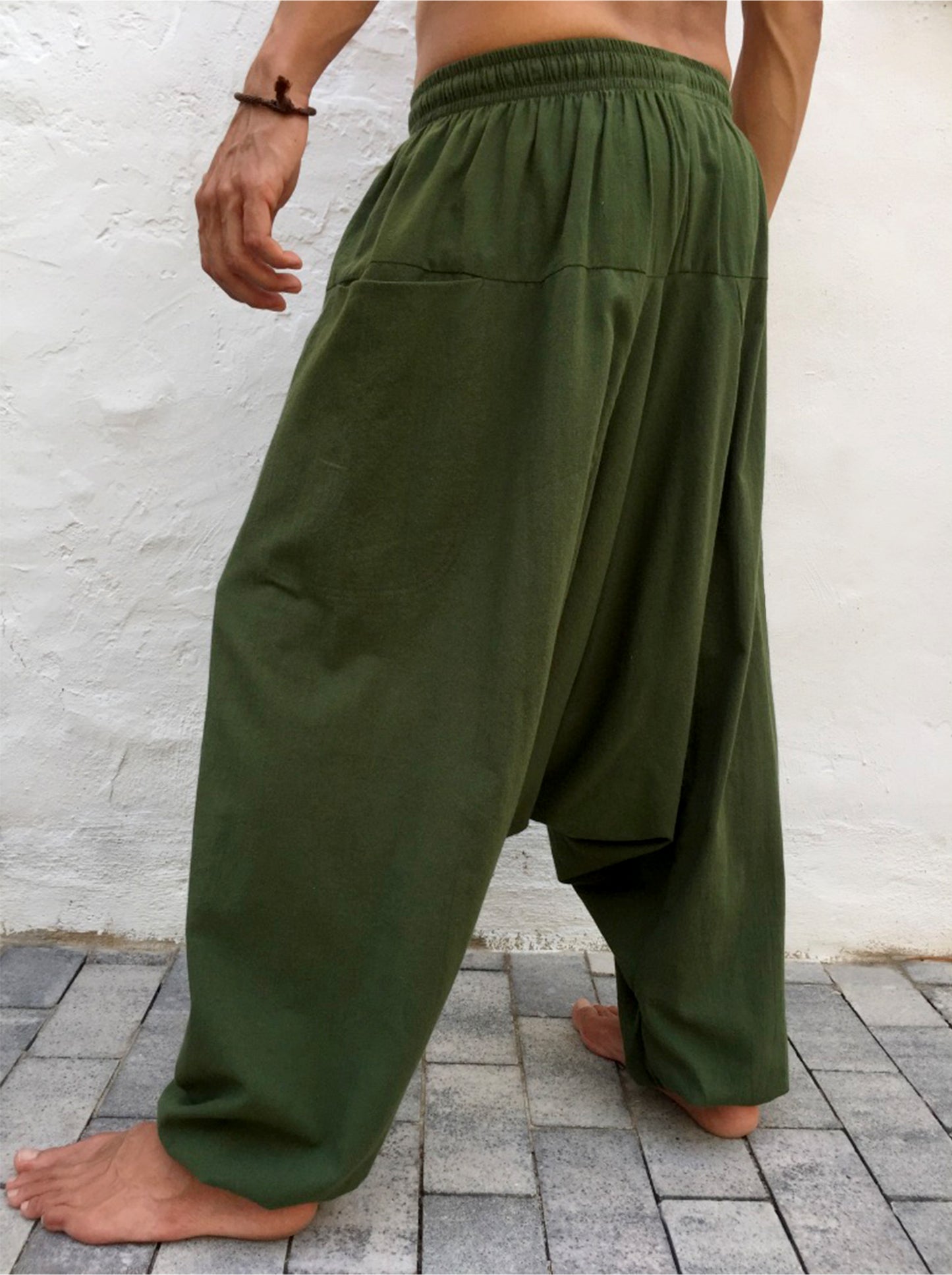 Pantalon Hippie Verde de Algodón