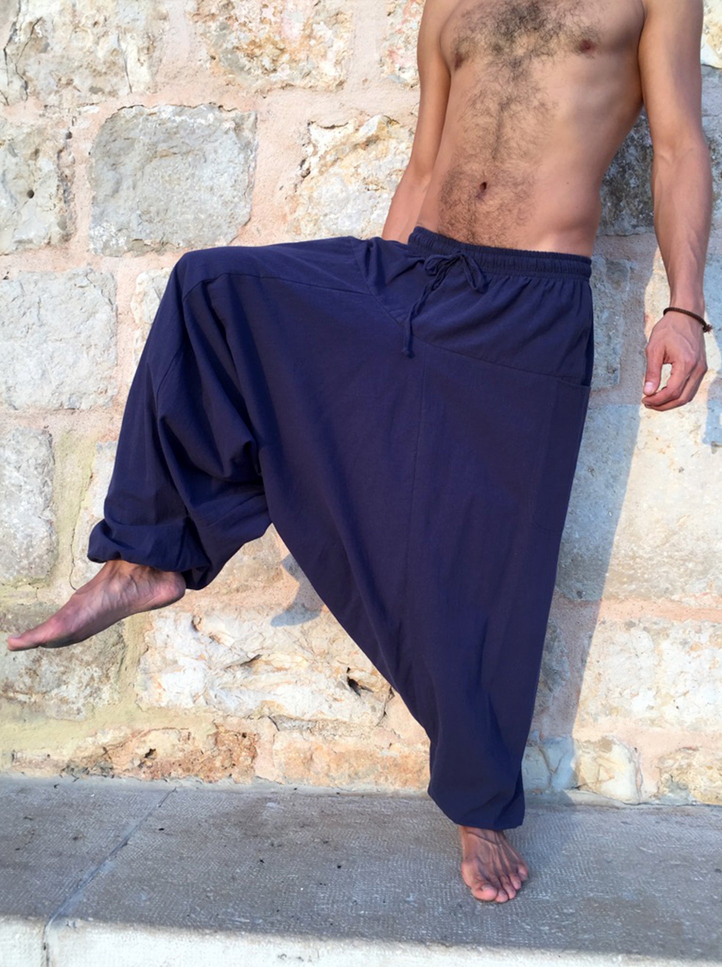 Pantalon Hippie Azul Medianoche de Algodón