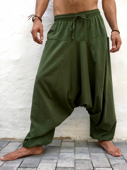 Pantalon Hippie Verde de Algodón