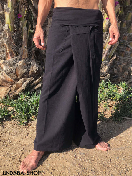 Pantalones Tailandeses de algodón ligero negro