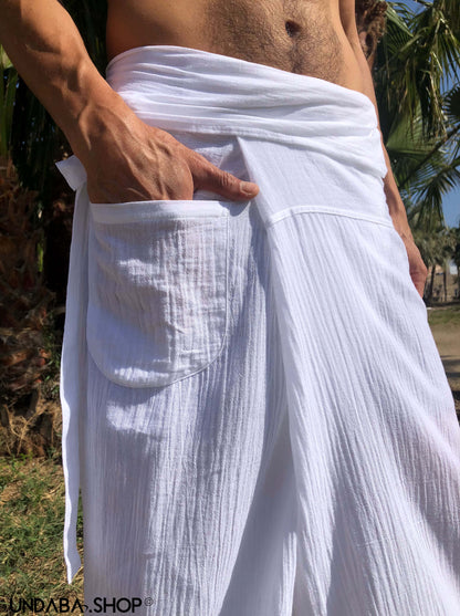 Pantalones Tailandeses de Algodon extra ligero Blanco