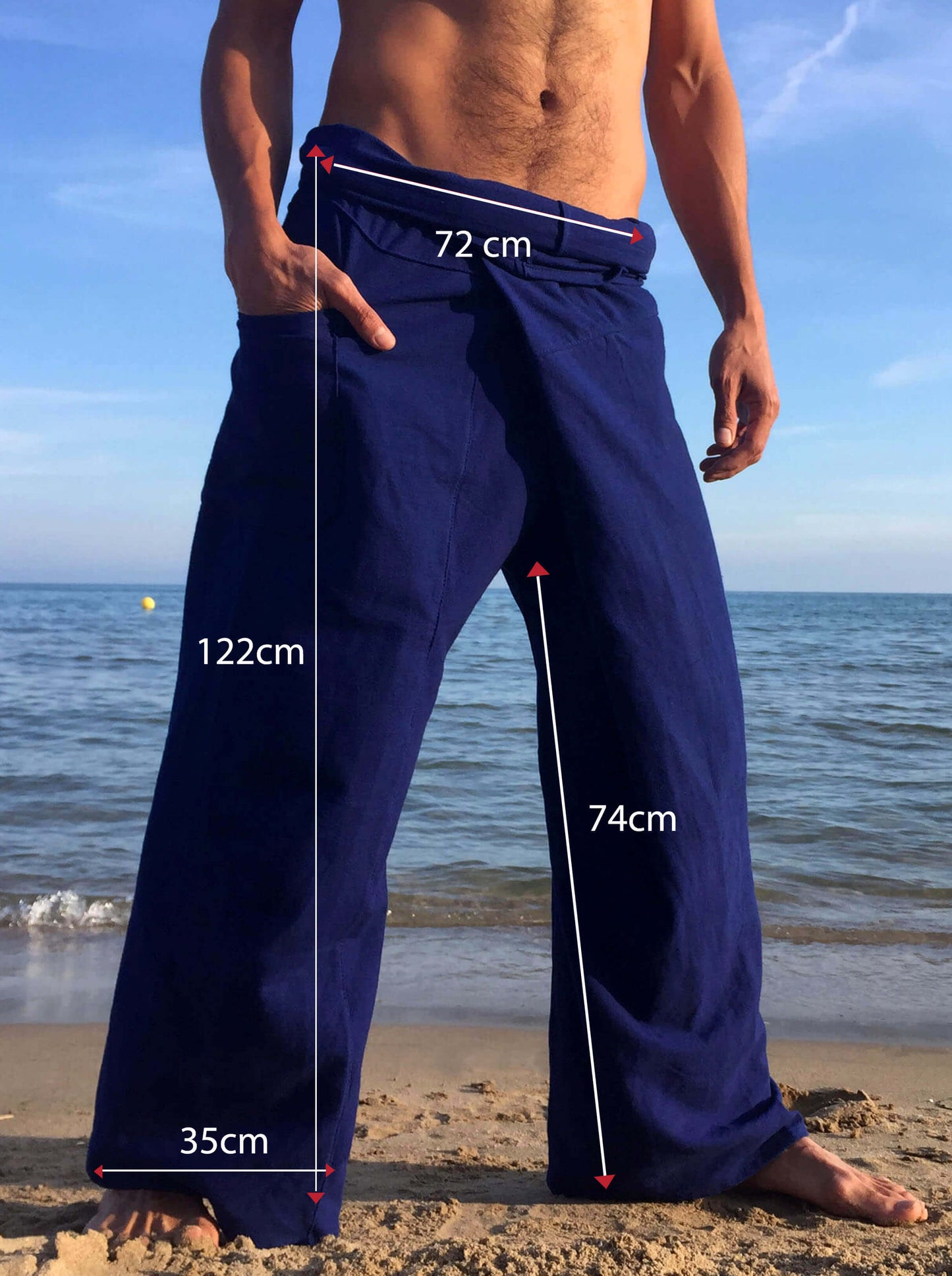 Pantalones Tailandeses de algodón color Azul Eléctrico