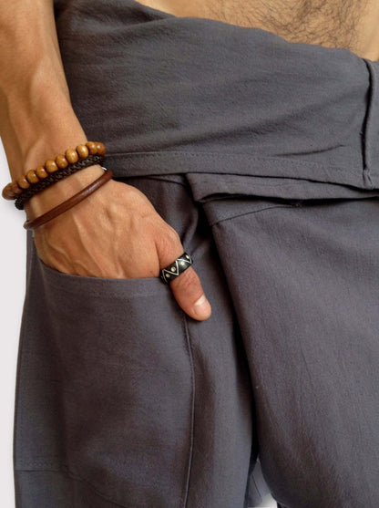 Pantalones Tailandeses de algodón color Gris