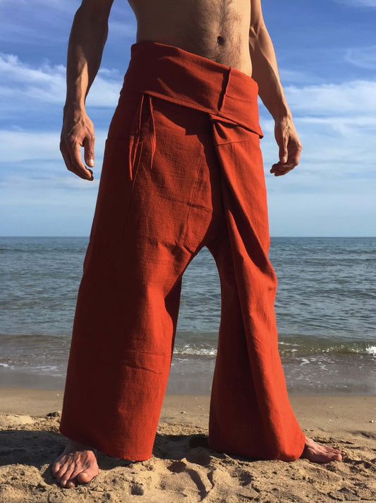 Pantalones Tailandeses de algodón color Naranja Obscuro