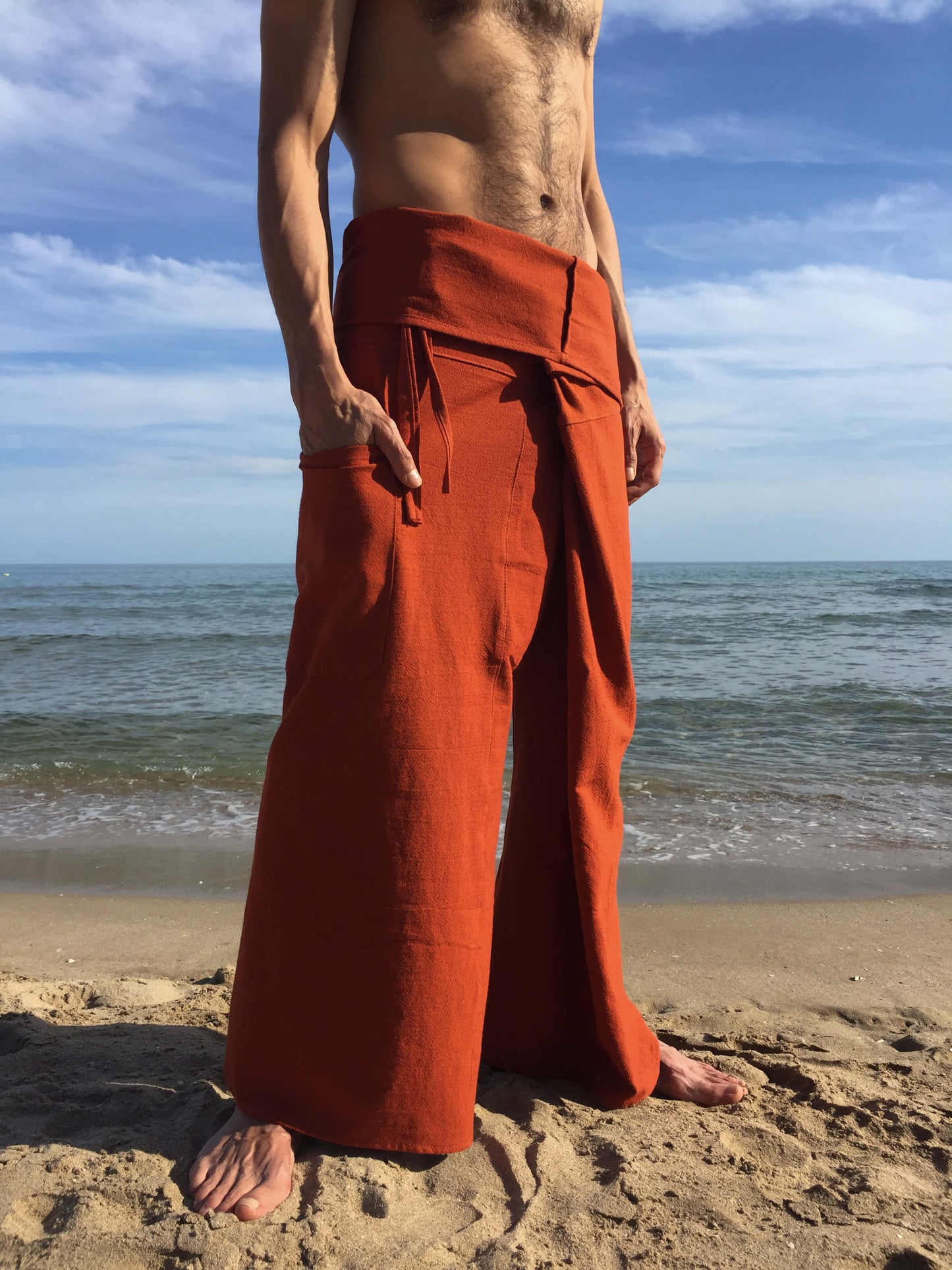 Pantalones Tailandeses de algodón color Naranja Obscuro