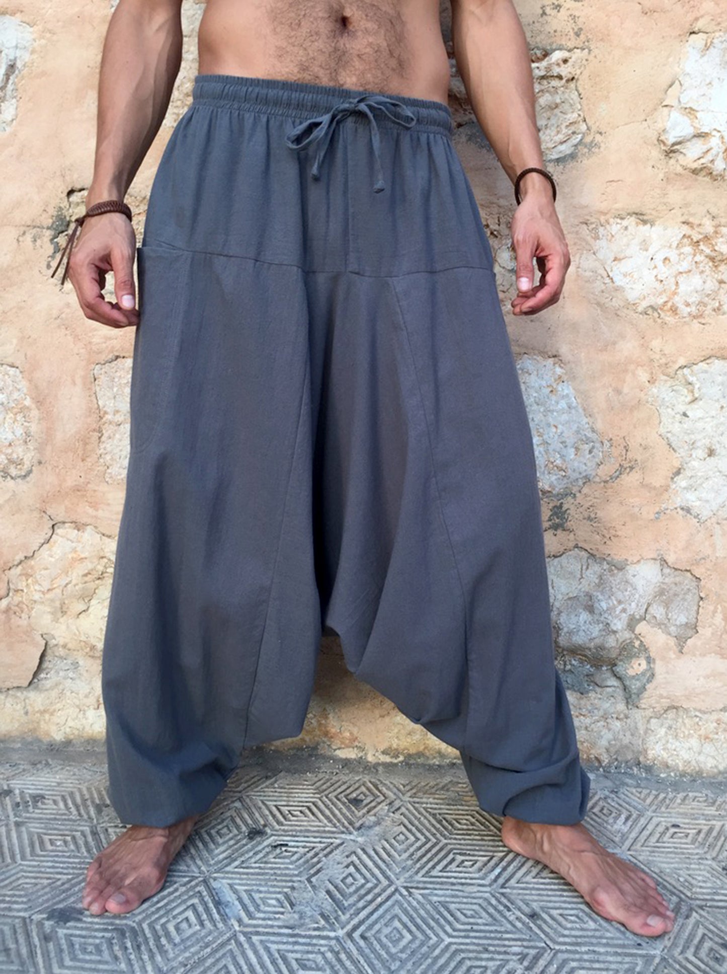Pantalon Hippie Gris de Algodón