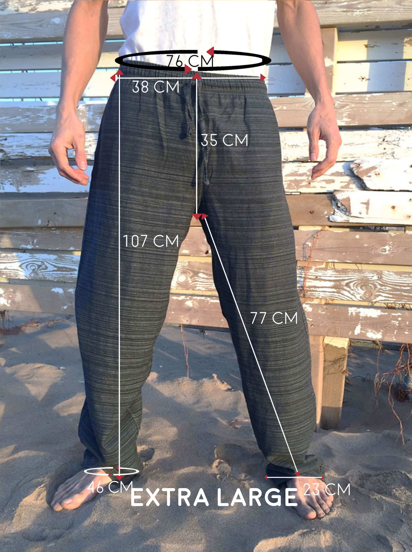 Pantalones Gris Oscuro de algodón con cordón y patrón de línea