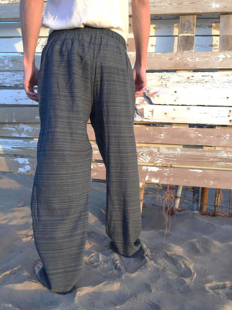 Pantalones Gris Oscuro de algodón con cordón y patrón de línea