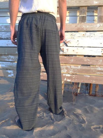 Pantalones Gris Oscuro de algodón con cordón y patrón de línea