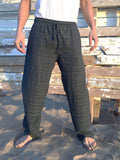 Pantalones Gris Oscuro de algodón con cordón y patrón de línea