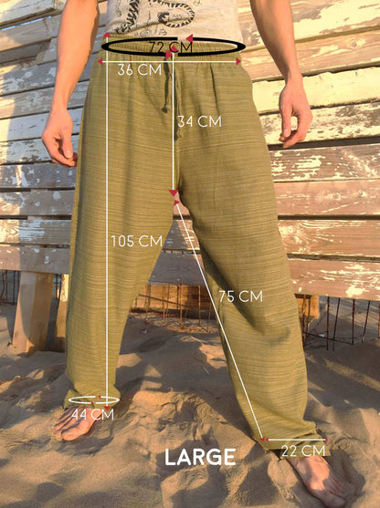 Pantalones Verde Oliva de algodón con cordón y patrón de línea