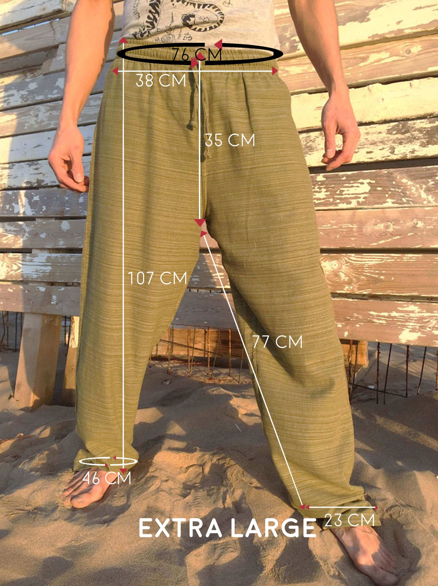 Pantalones Verde Oliva de algodón con cordón y patrón de línea