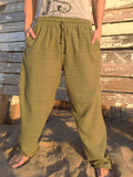 Pantalones Verde Oliva de algodón con cordón y patrón de línea