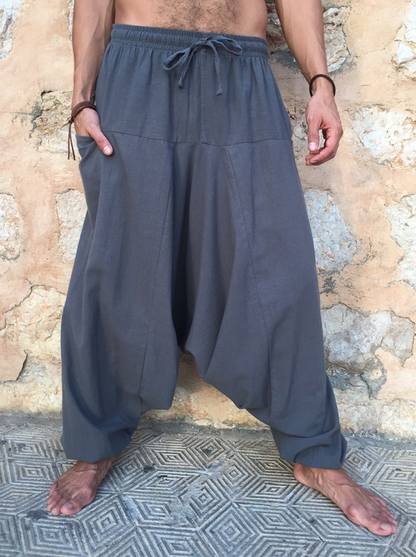 Pantalon Hippie Gris de Algodón