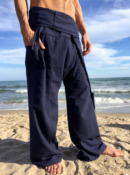 Pantalones con Rayas Tailandeses de algodón color Azul