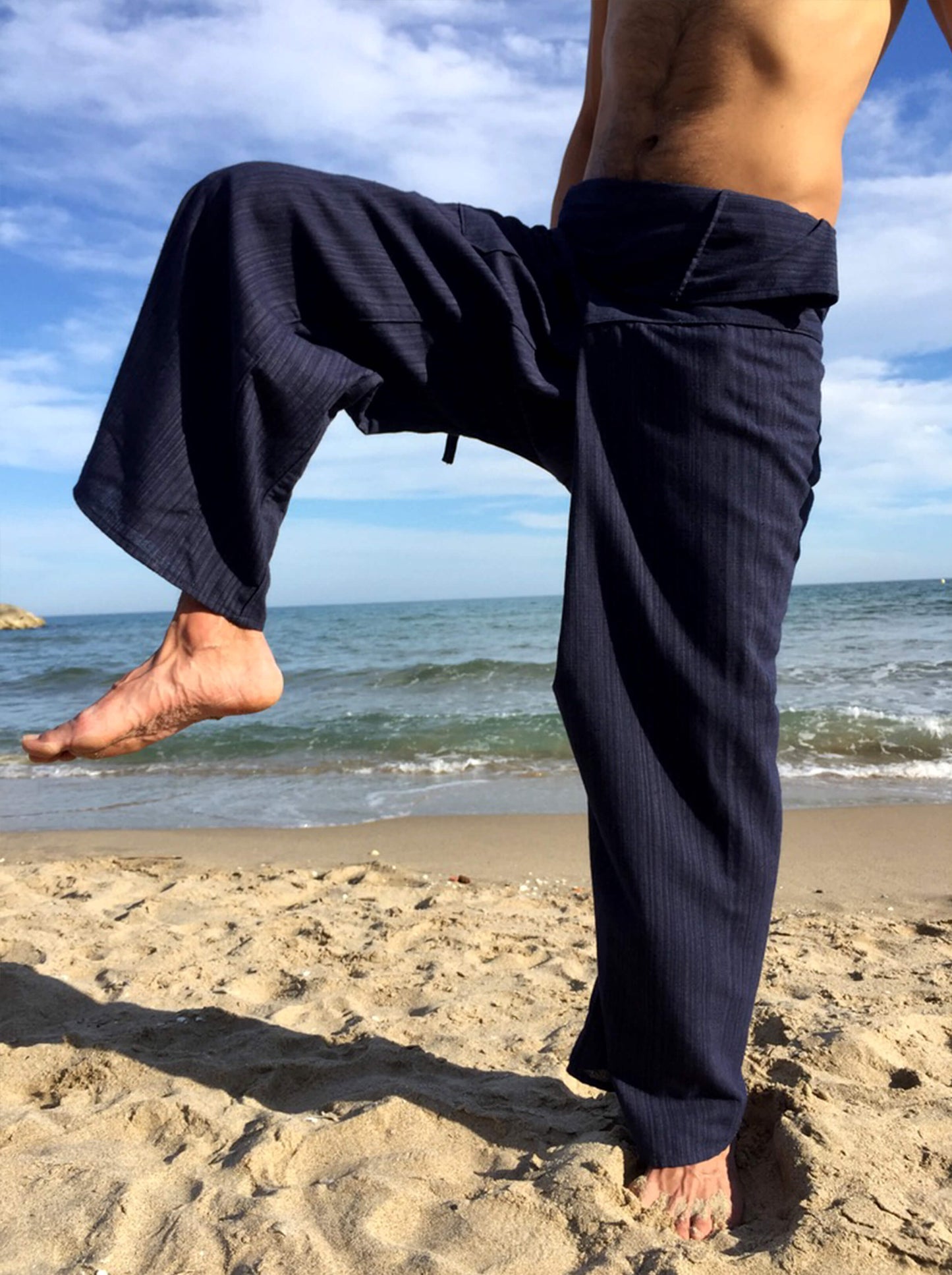 Pantalones con Rayas Tailandeses de algodón color Azul