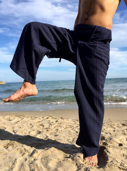 Pantalones con Rayas Tailandeses de algodón color Azul