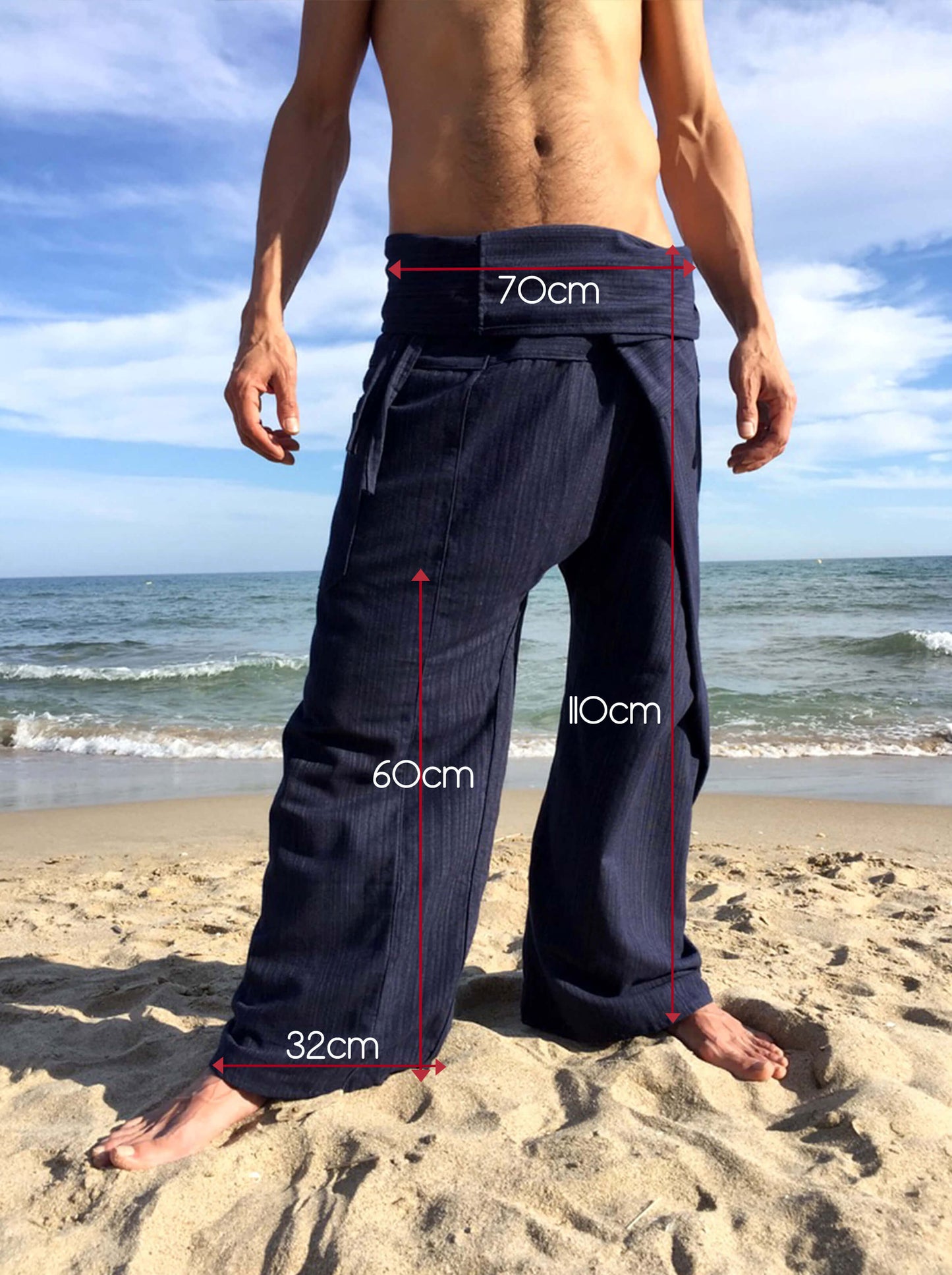 Pantalones con Rayas Tailandeses de algodón color Azul
